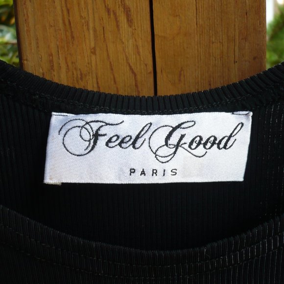 French Dark Navy Blue Shiny Ribbed Tank Top - Picture 9 of 10